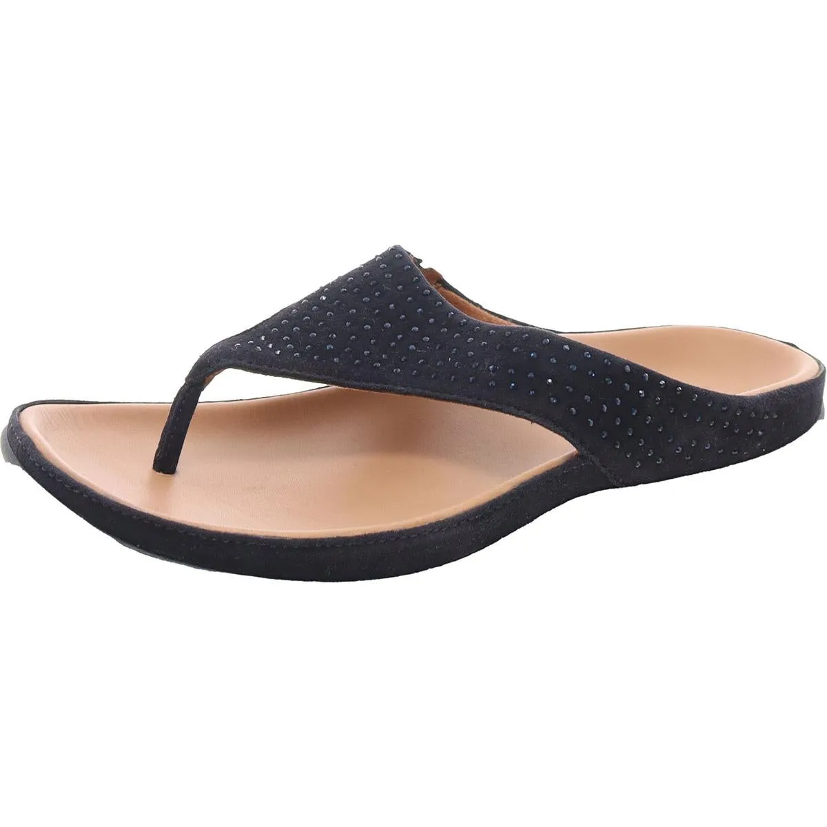 Ibiza Womens Embellished Faux Suede Thong Sandals