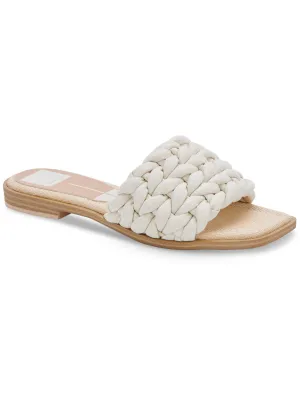 IDDIE Womens Faux Leather Slip On Slide Sandals