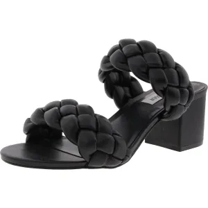 Ideals Womens Braided Faux Leather Block Heel
