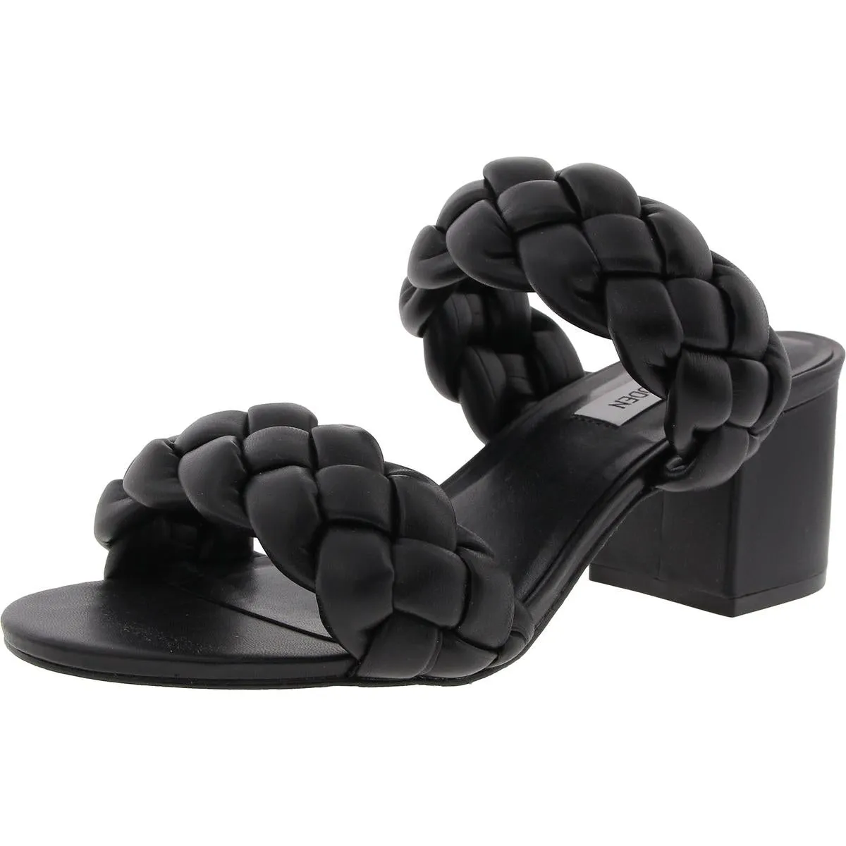 Ideals Womens Braided Faux Leather Block Heel