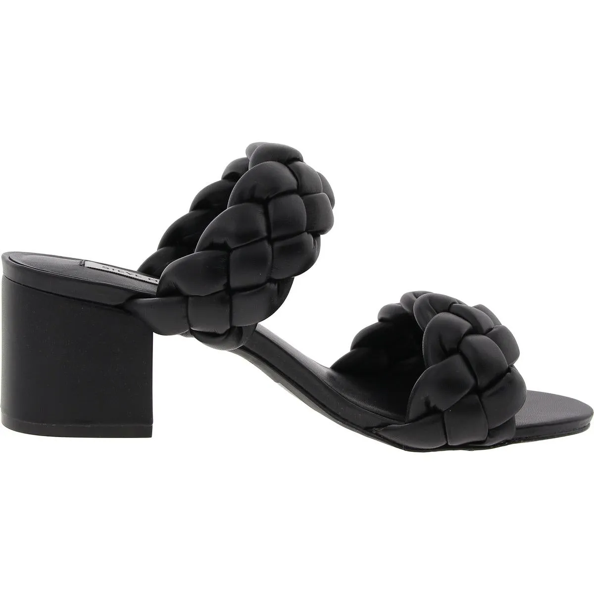 Ideals Womens Braided Faux Leather Block Heel