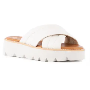 Insightful Womens Criss-Cross Faux Leather Platform Sandals