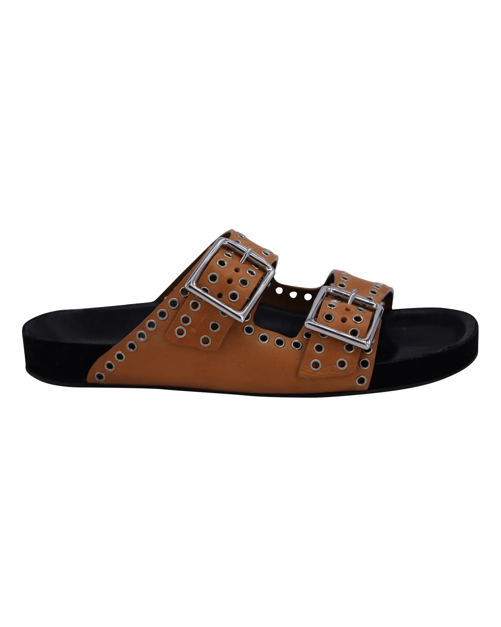 Isabel Marant Lennyo Eyelet-Embellished Sandals in Brown Leather