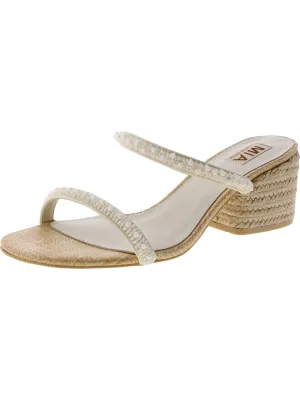Isabeli Womens Woven Block Heel Slide Sandals