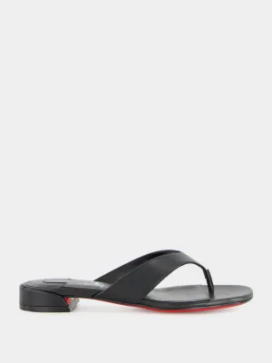 Janetonga Black Lamb Nappa Leather Thong Sandals