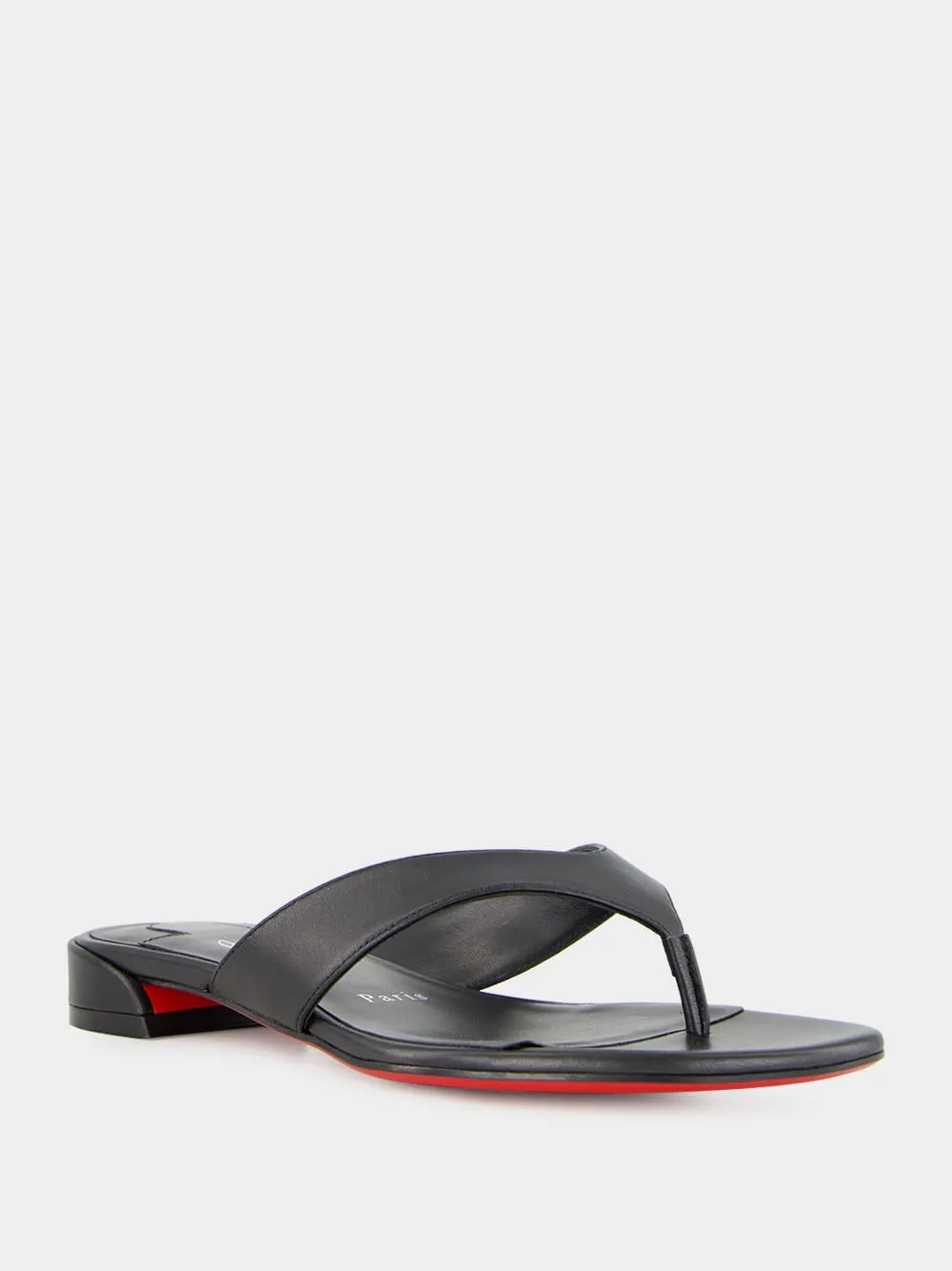 Janetonga Black Lamb Nappa Leather Thong Sandals