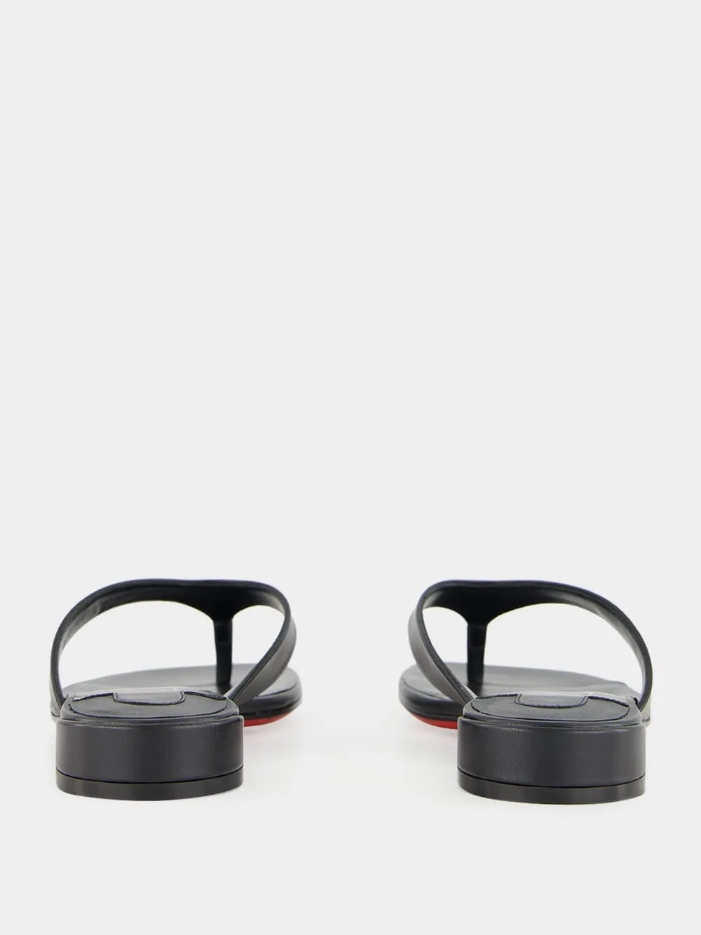 Janetonga Black Lamb Nappa Leather Thong Sandals