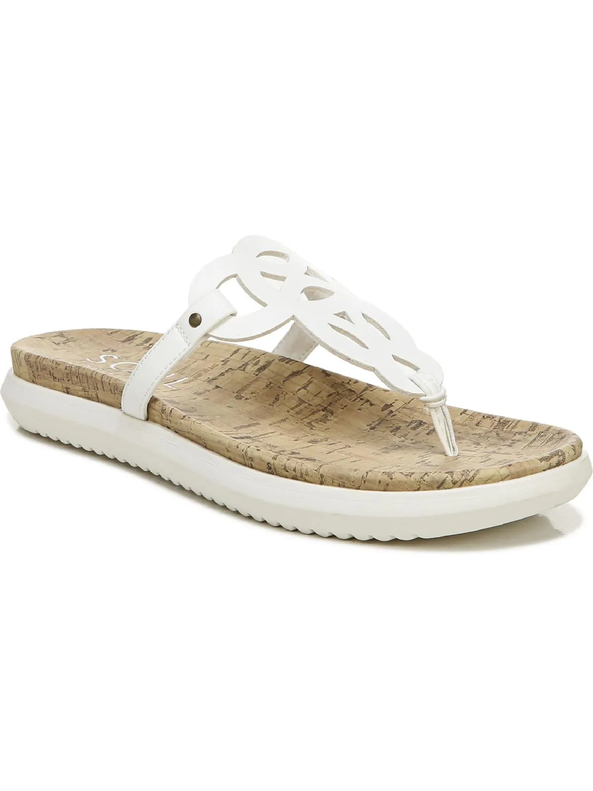 Janice Womens Faux Leather Slides Thong Sandals
