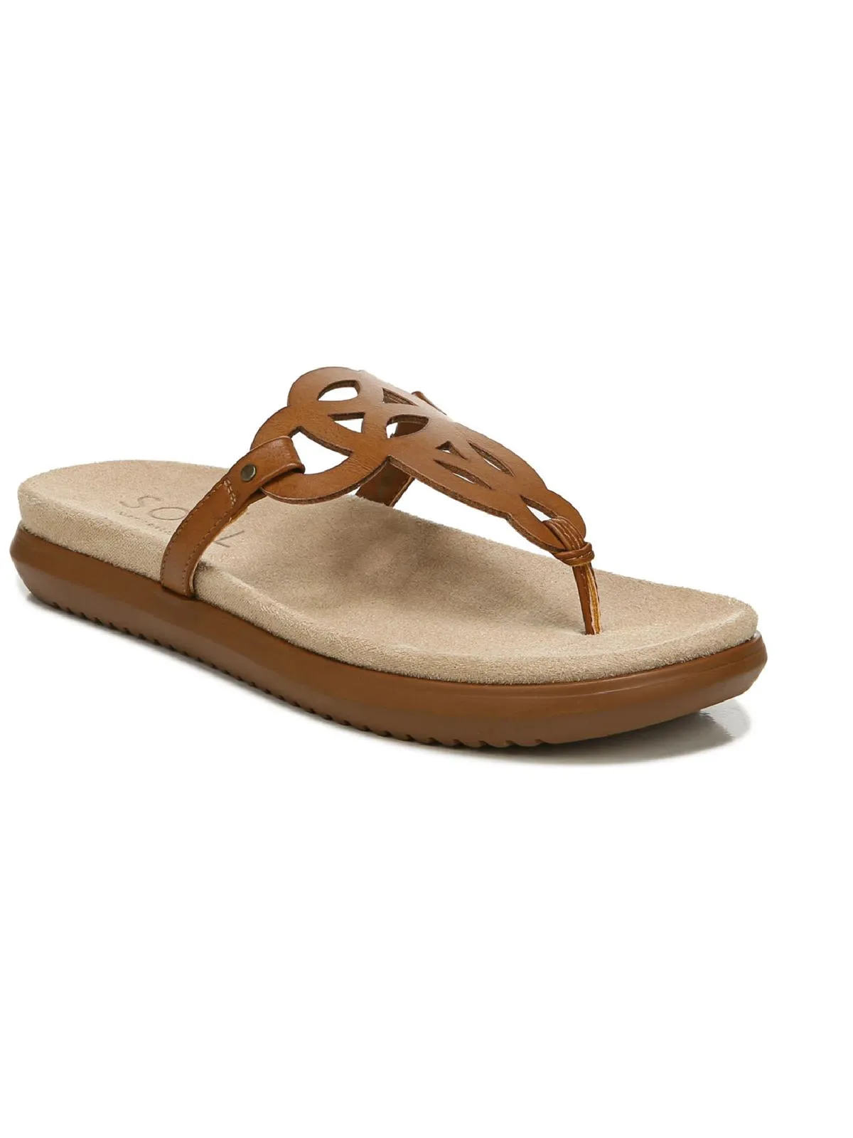 Janice Womens Faux Leather Slides Thong Sandals