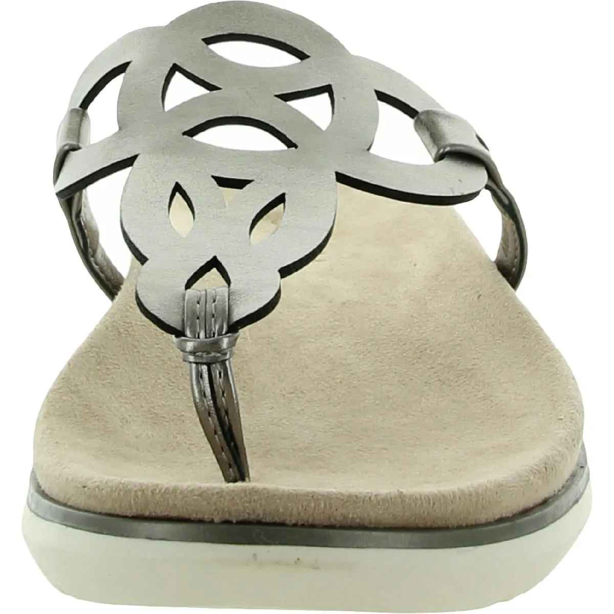 Janice Womens Faux Leather Slides Thong Sandals