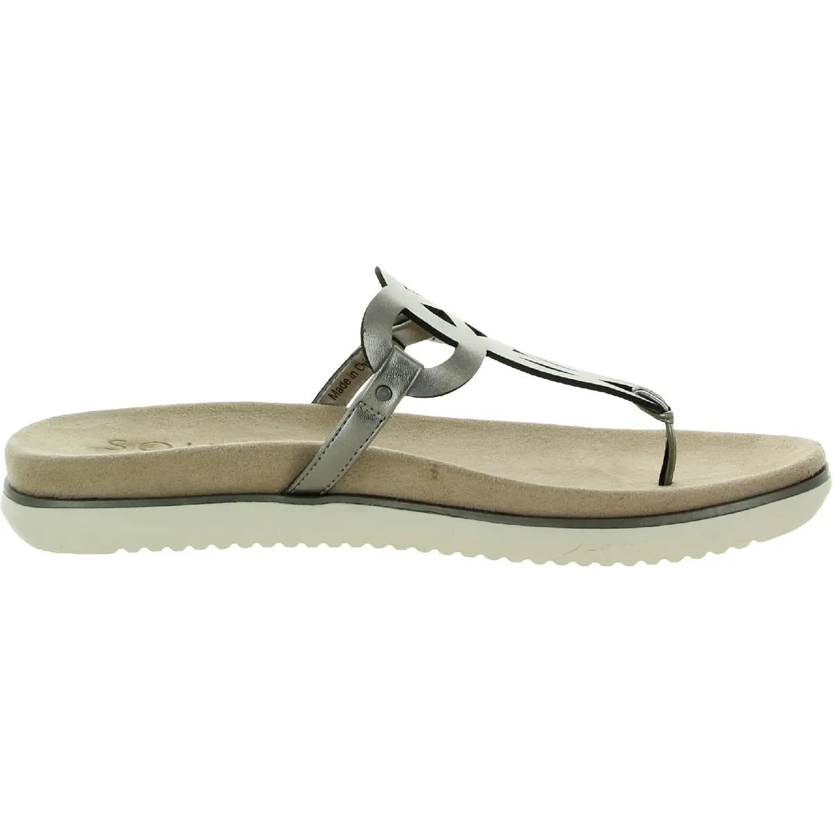 Janice Womens Faux Leather Slides Thong Sandals