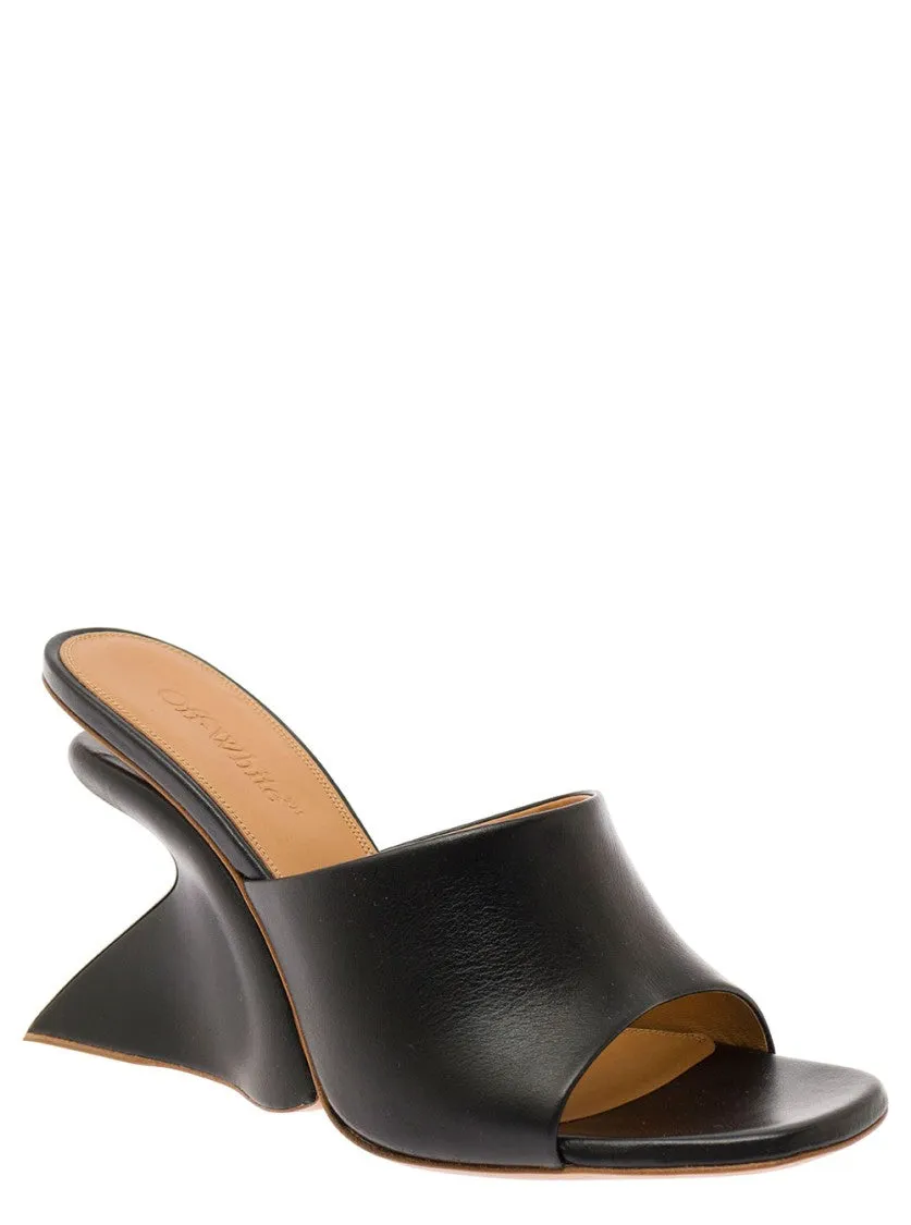 Jug' Black Wedge With Wide Band In Leather