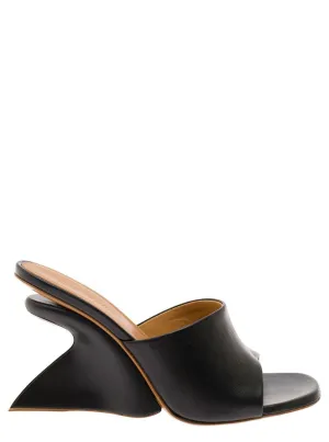 Jug' Black Wedge With Wide Band In Leather