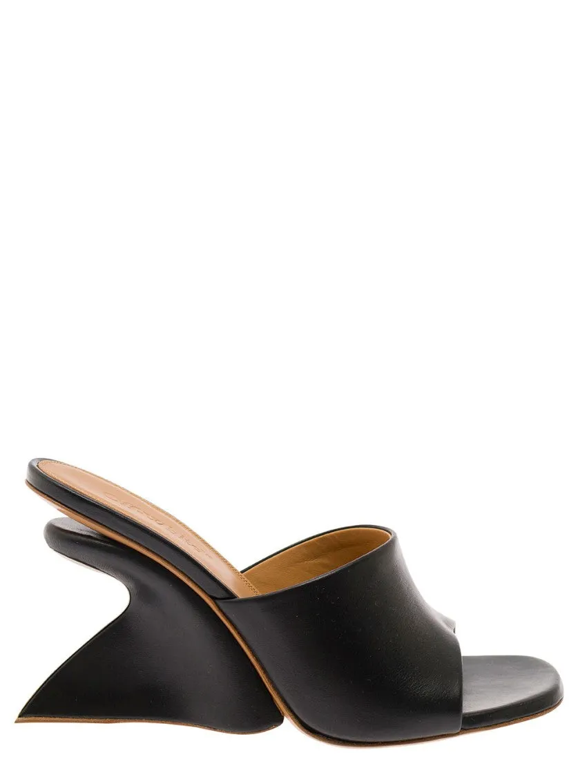 Jug' Black Wedge With Wide Band In Leather