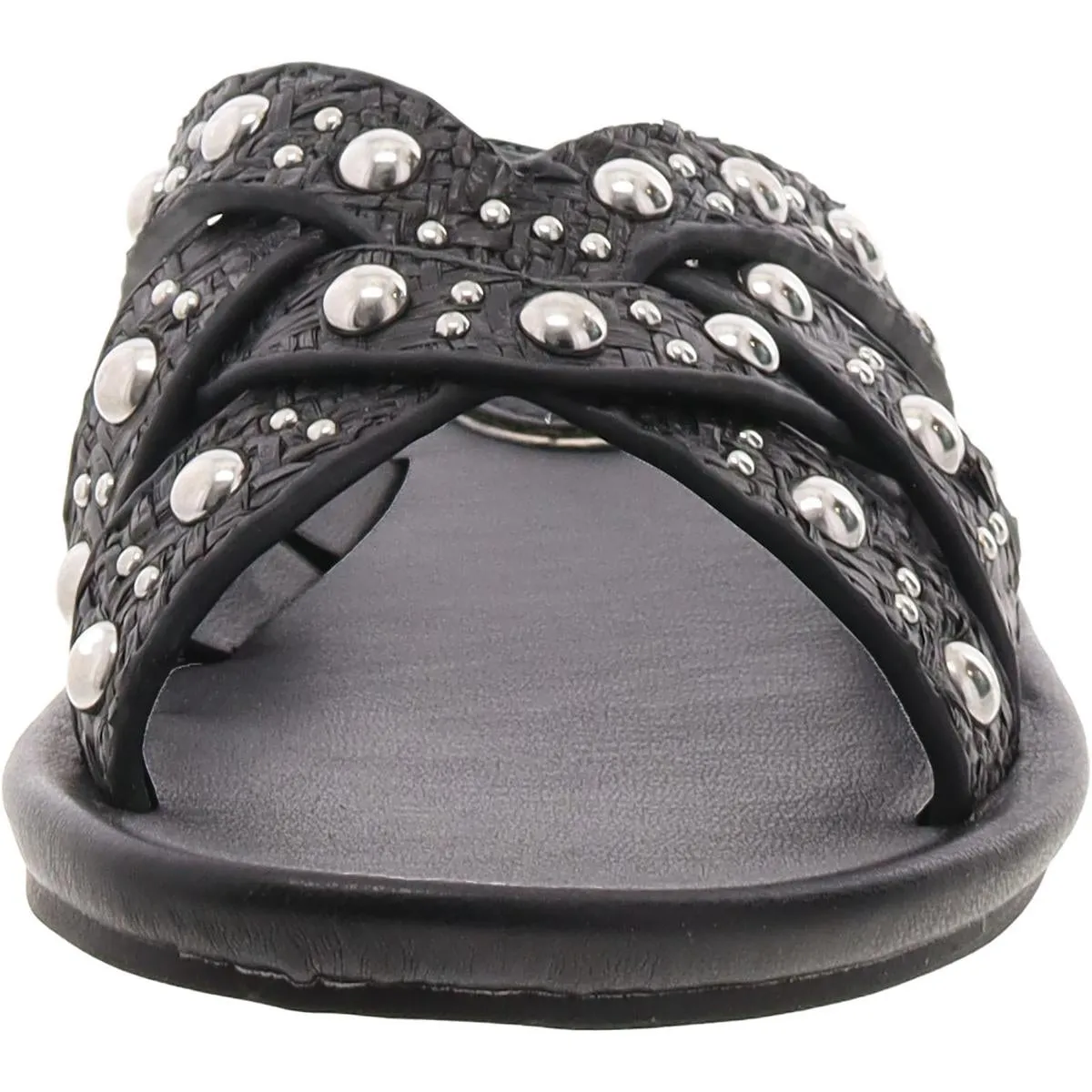 Jula Womens Raffia Criss-Cross Slide Sandals