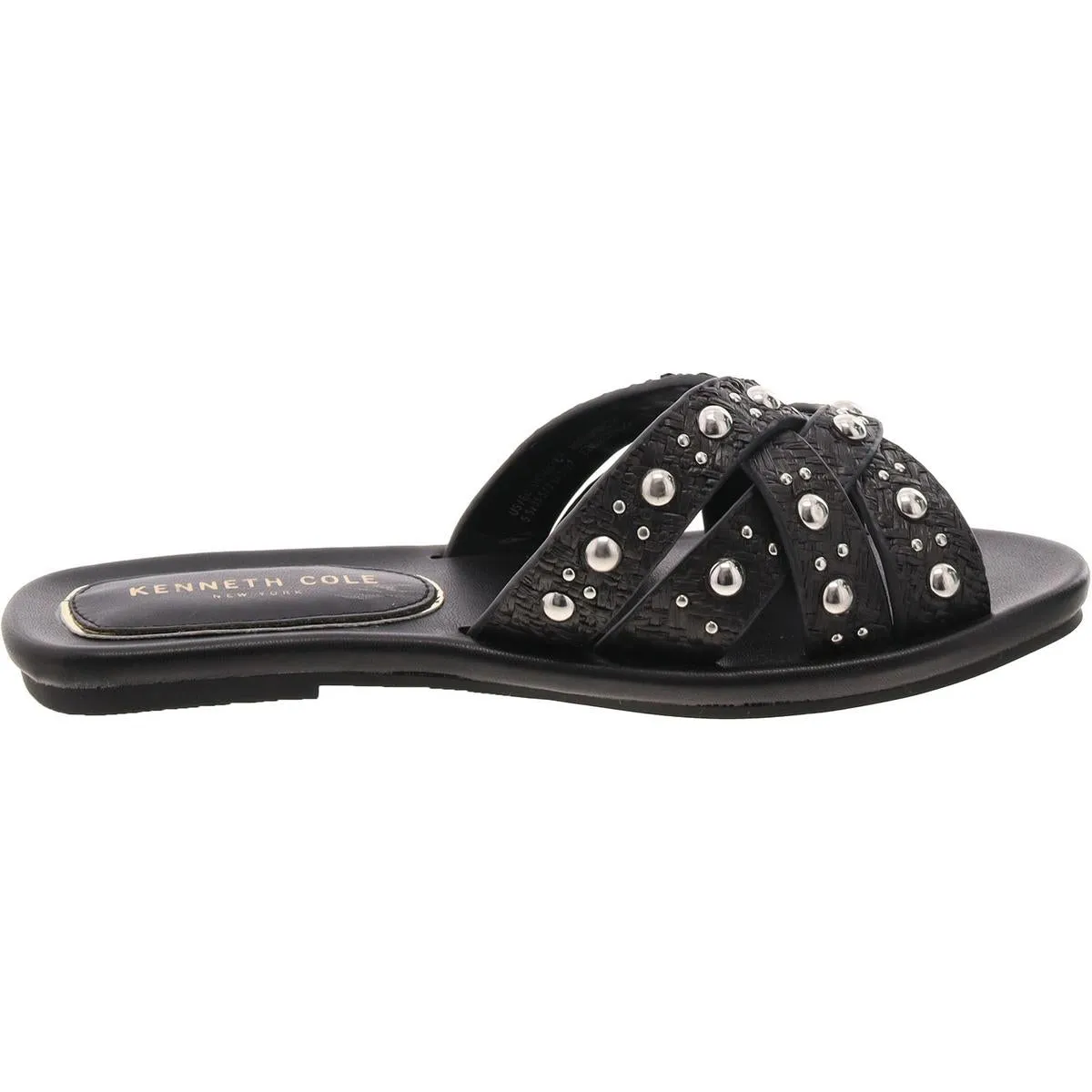 Jula Womens Raffia Criss-Cross Slide Sandals