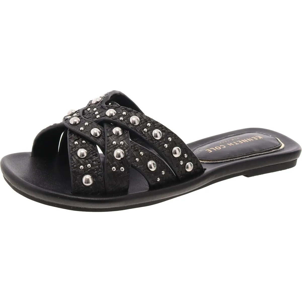 Jula Womens Raffia Criss-Cross Slide Sandals