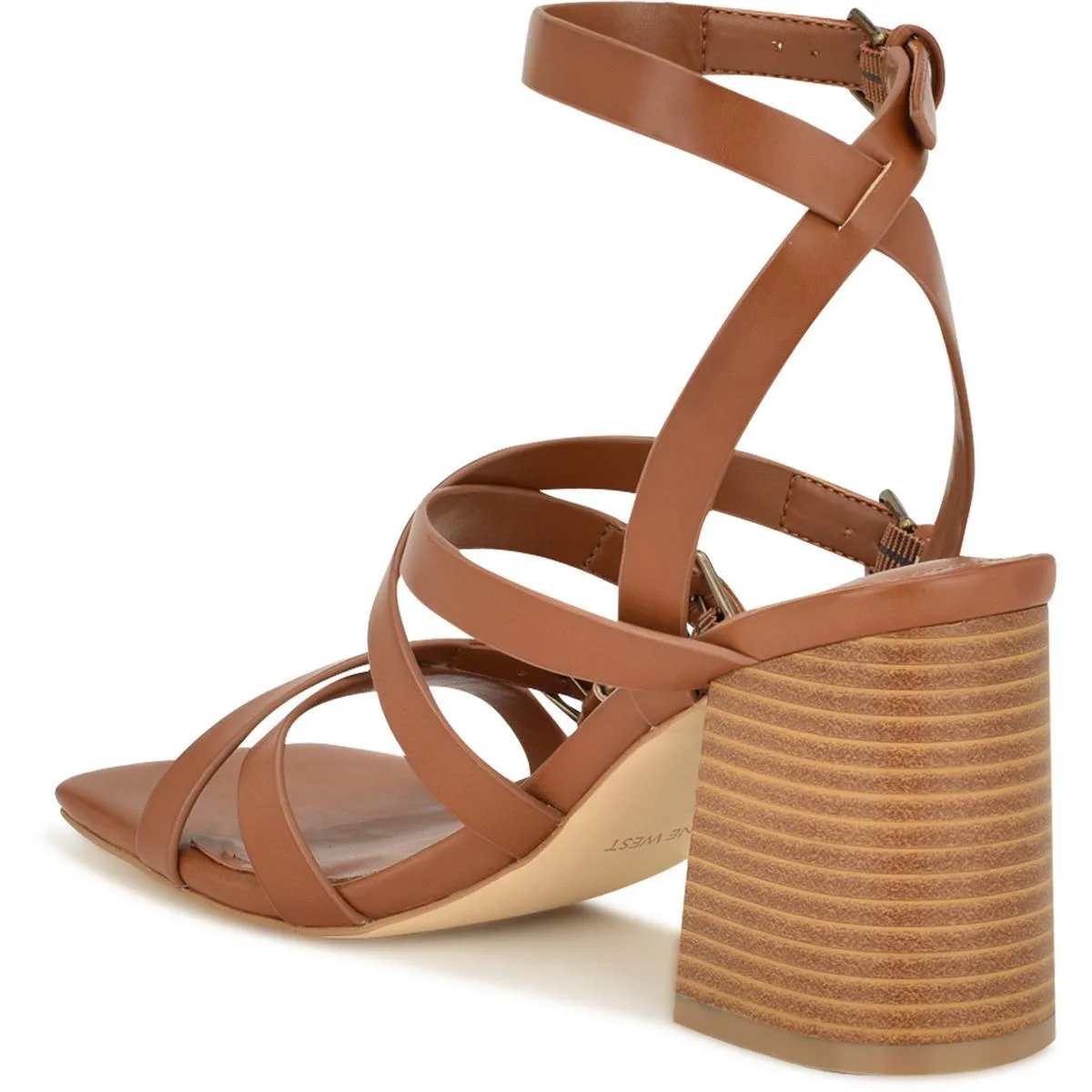 KARRLY3 Womens Buckle Faux Leather Block Heel