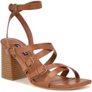 KARRLY3 Womens Buckle Faux Leather Block Heel