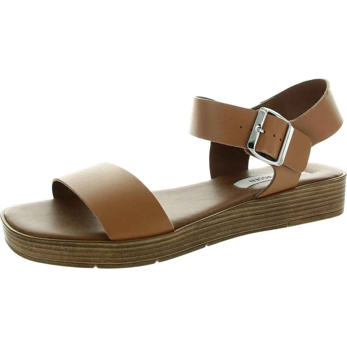 Keenan Womens Leather Ankle Wedge Sandals