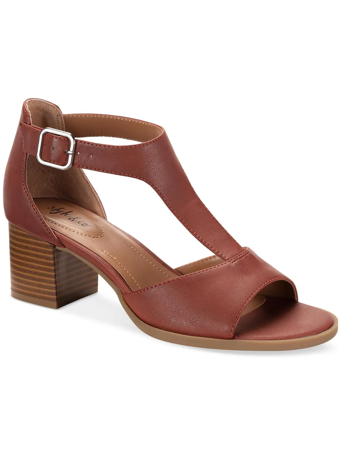 Kendaall Womens Faux Leather Open Toe T-Strap Sandals