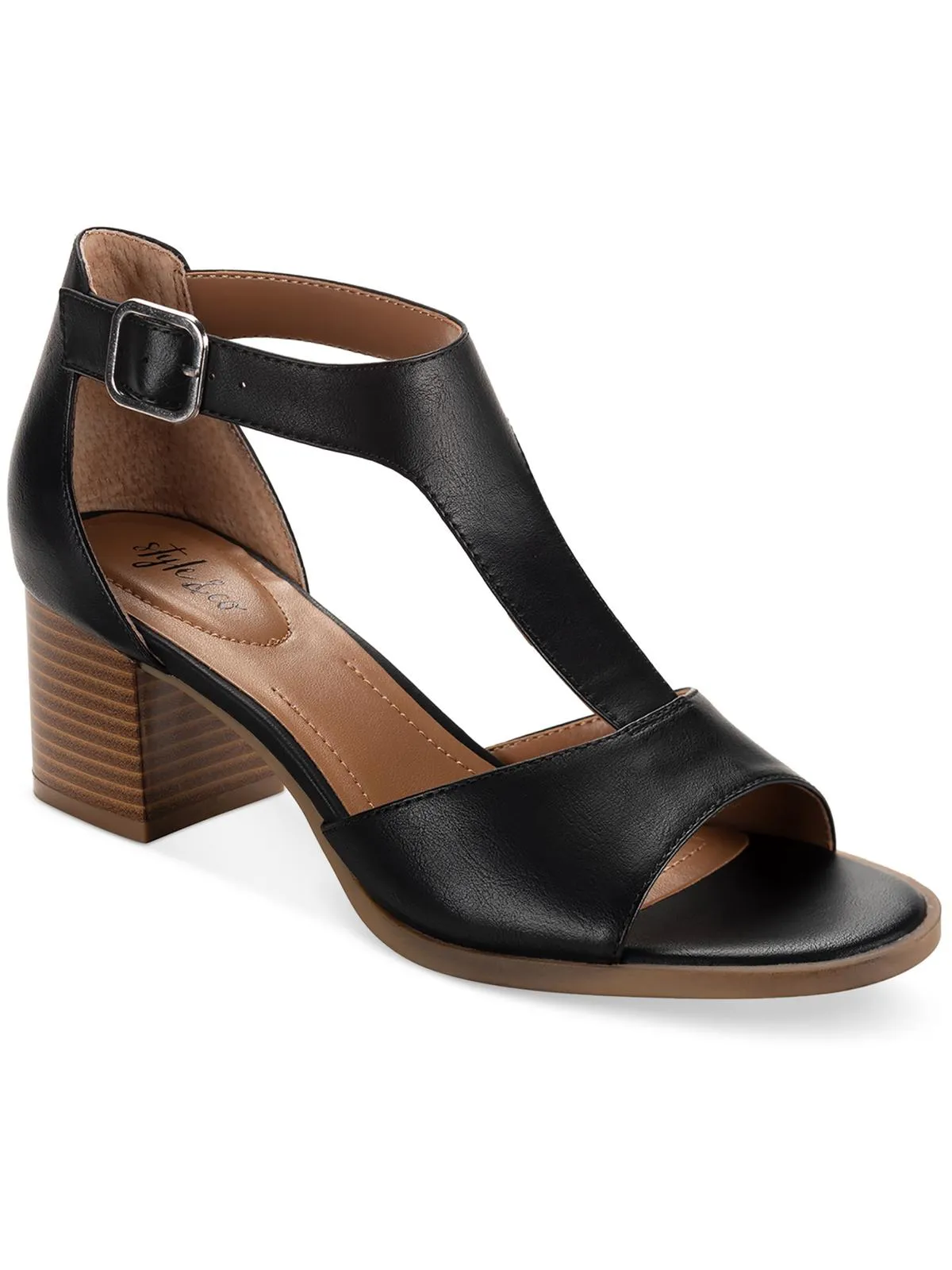Kendaall Womens Faux Leather Open Toe T-Strap Sandals