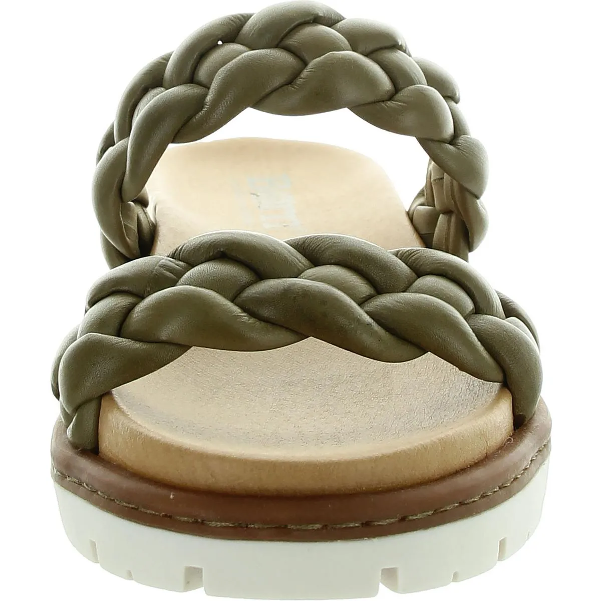 KHELK22 Womens Braided Leather Slide Sandals