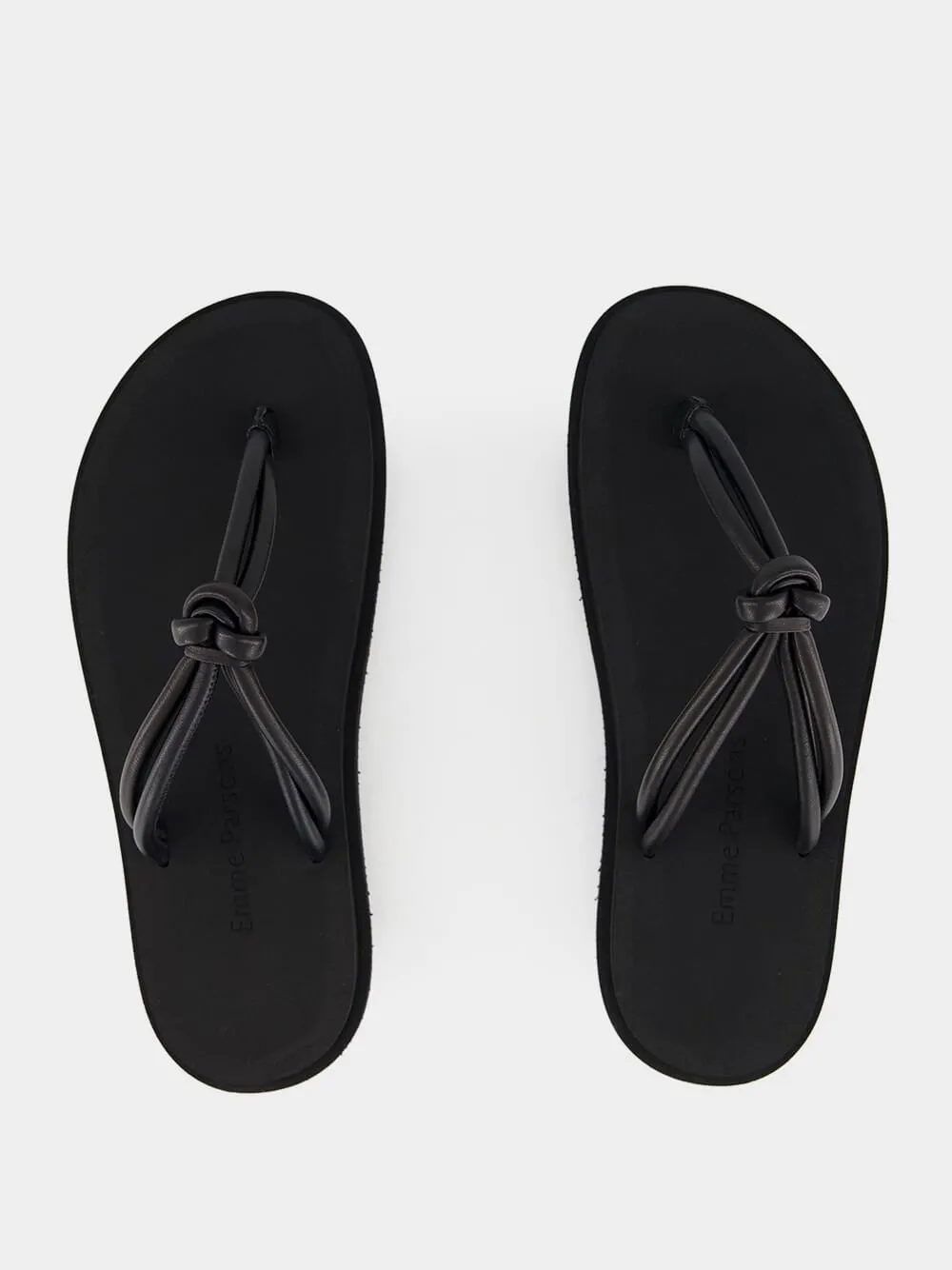 Knot Pool Slides in Black Nappa