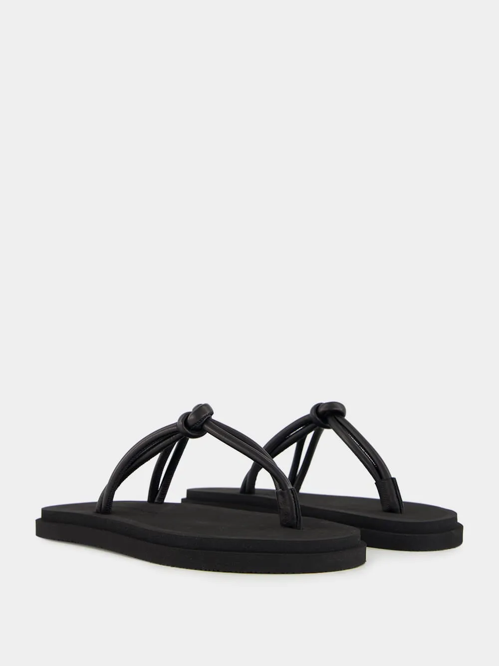 Knot Pool Slides in Black Nappa