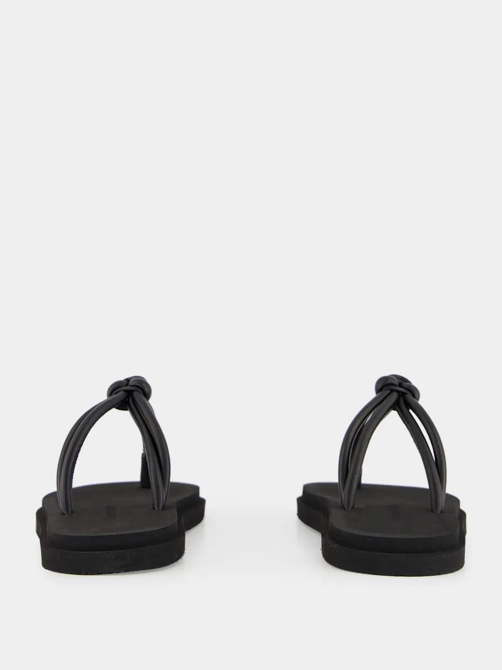 Knot Pool Slides in Black Nappa