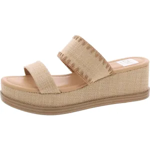 Konstance Womens Criss-Cross Faux Leather Block Heel
