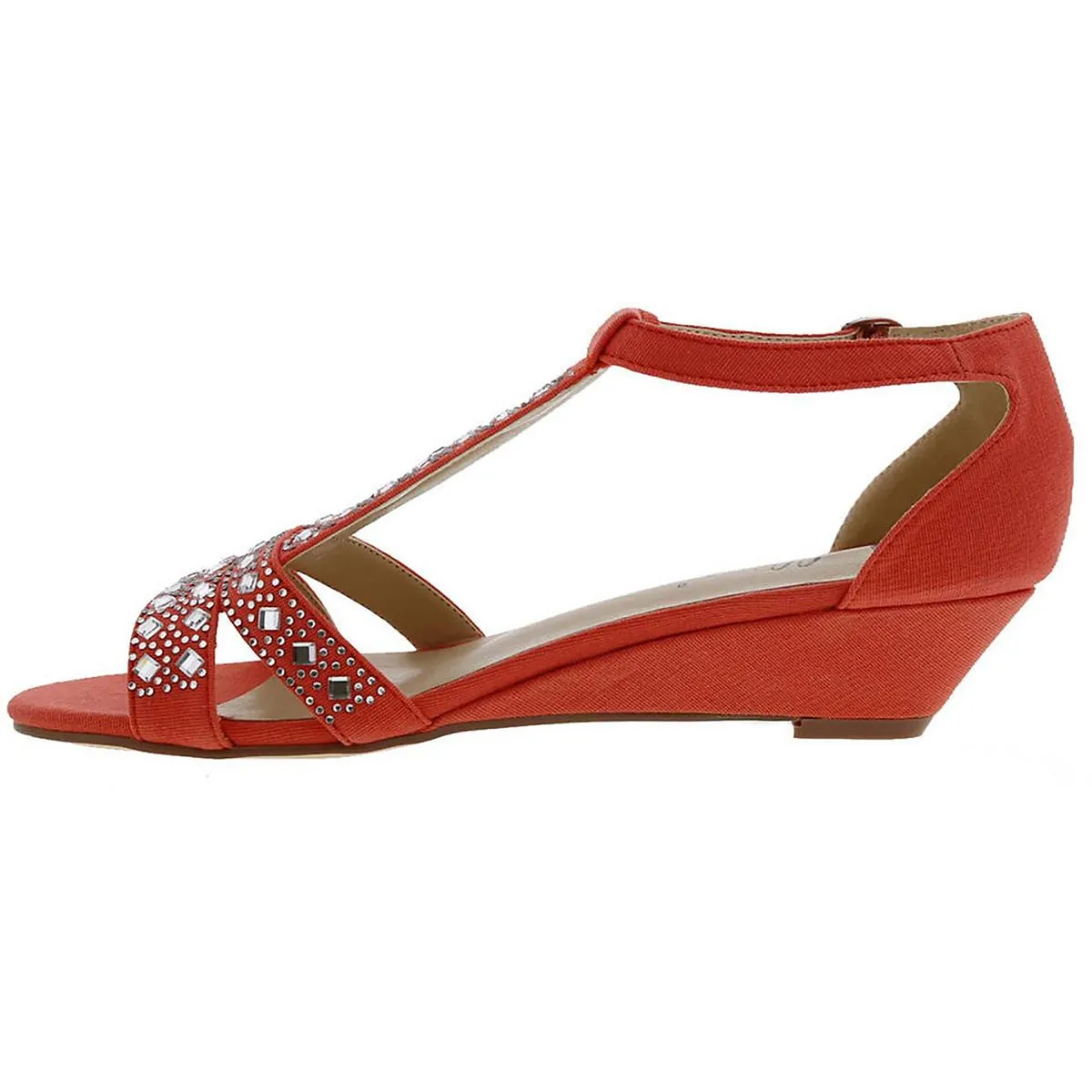 Laaris Womens Peep Toe Ankle Strap T-Strap Sandals