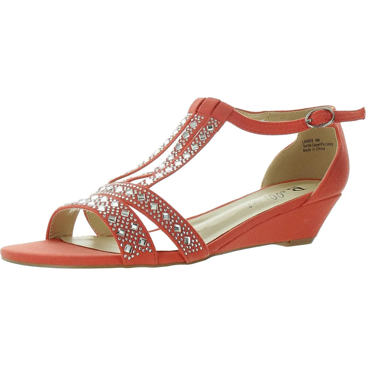 Laaris Womens Peep Toe Ankle Strap T-Strap Sandals