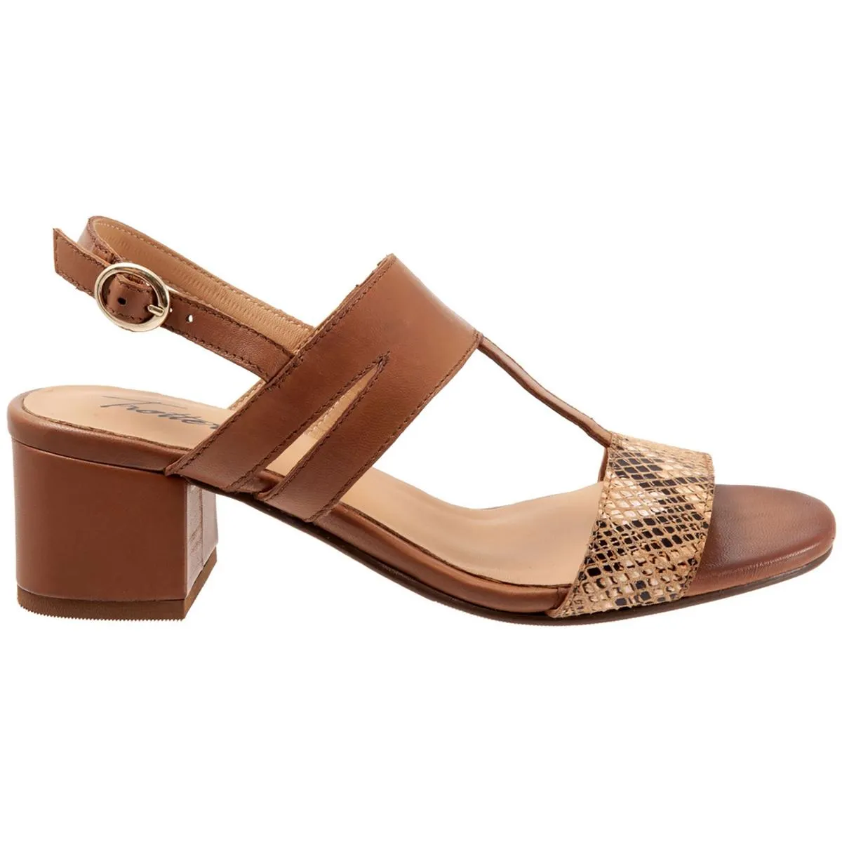 Larissa Womens Leather T-Strap Slingbacks