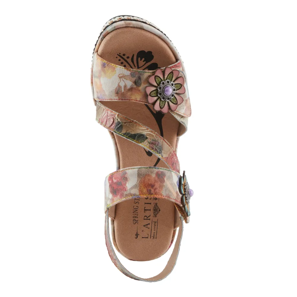 L'Artiste By Spring Step Blissful Beige Multi Leather Sandal (Women's)