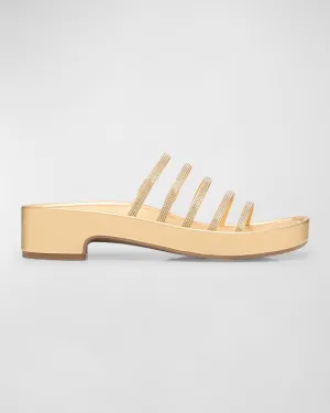 Laryn Crystal Five-Strap Slide Sandals