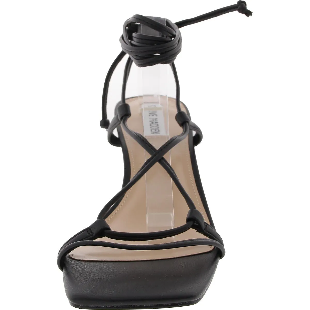 Lavina Womens Strappy Faux Leather Block Heel