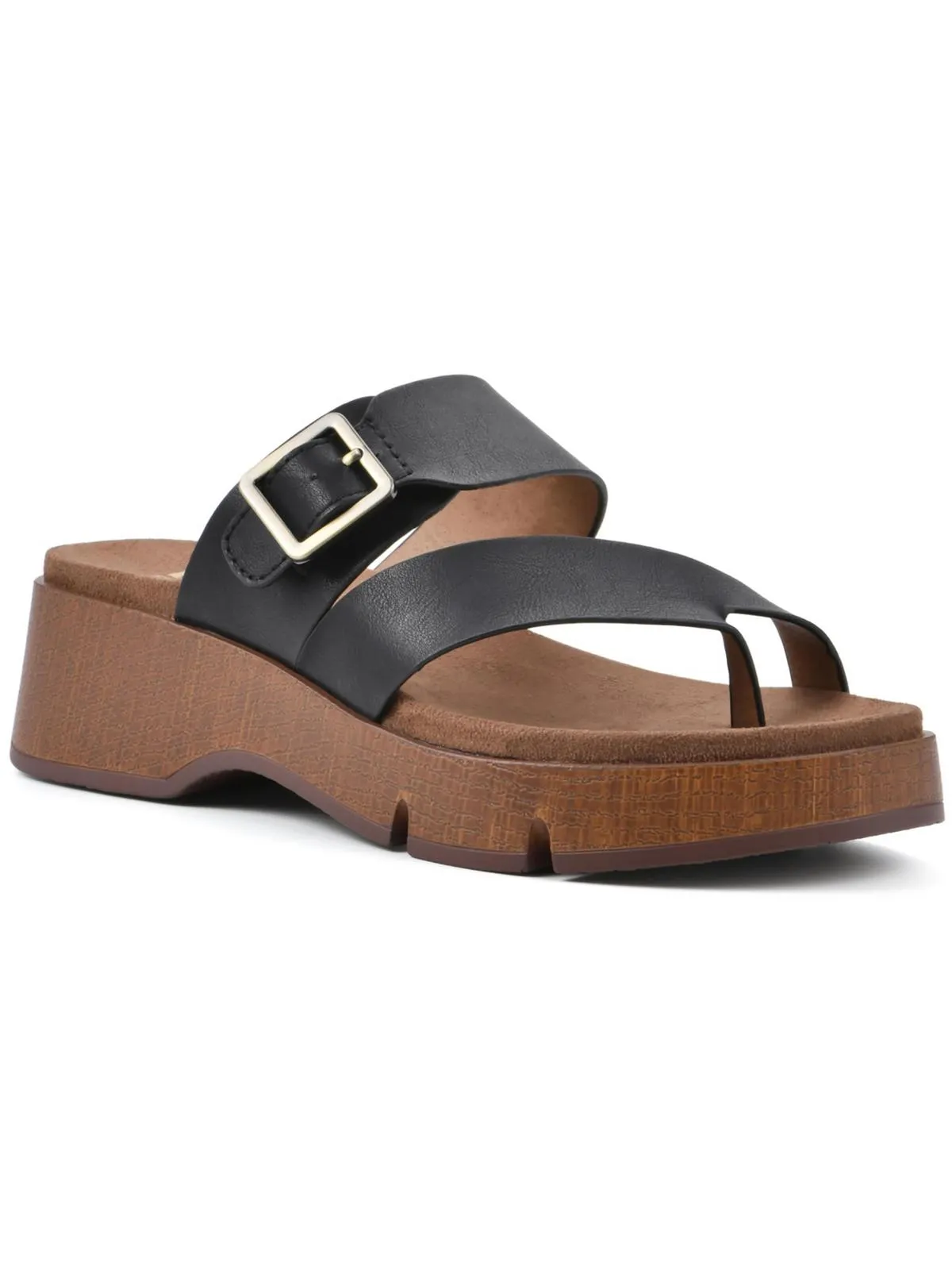 Leftover Womens Faux Leather Casual Slide Sandals