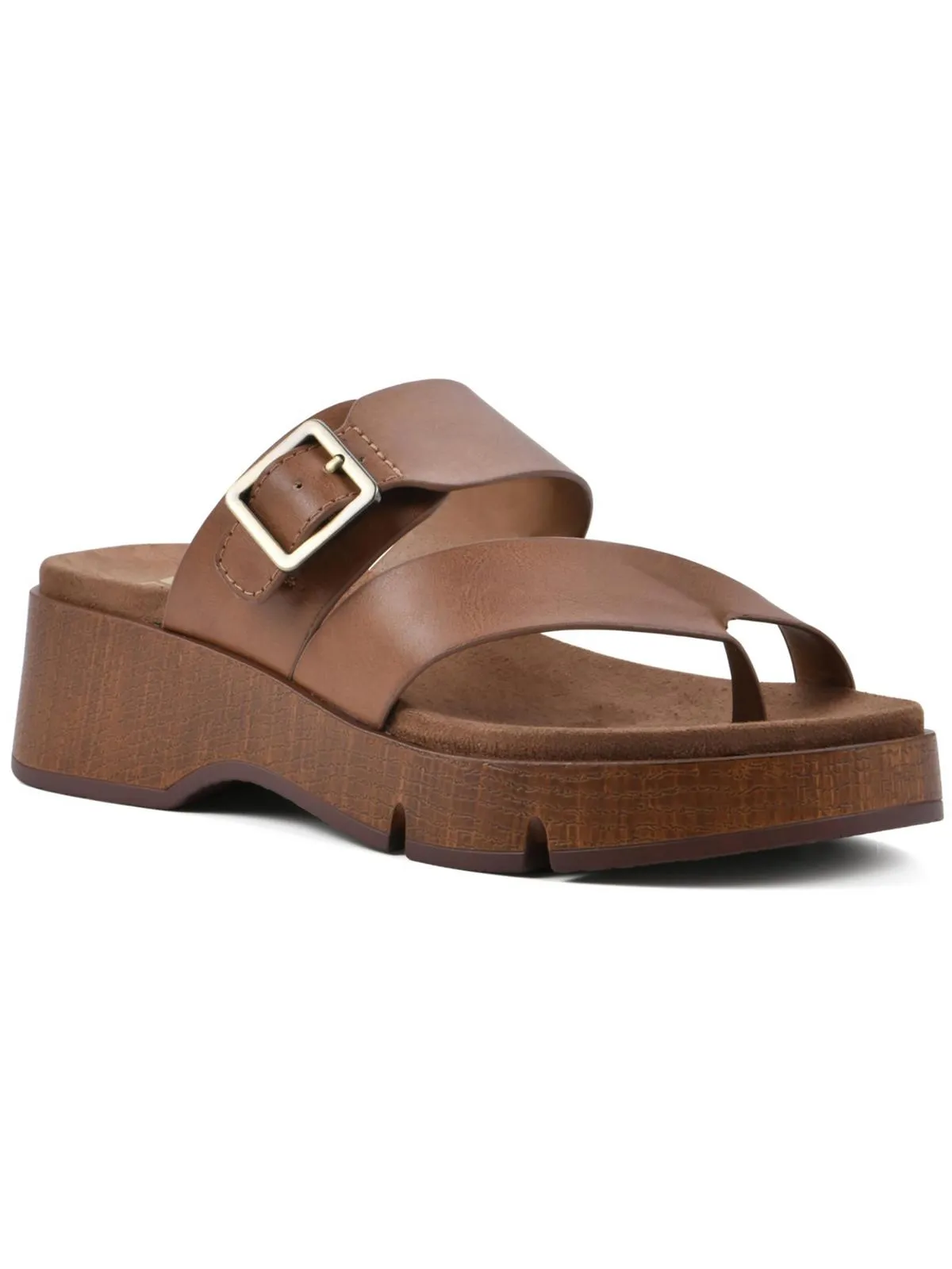 Leftover Womens Faux Leather Casual Slide Sandals