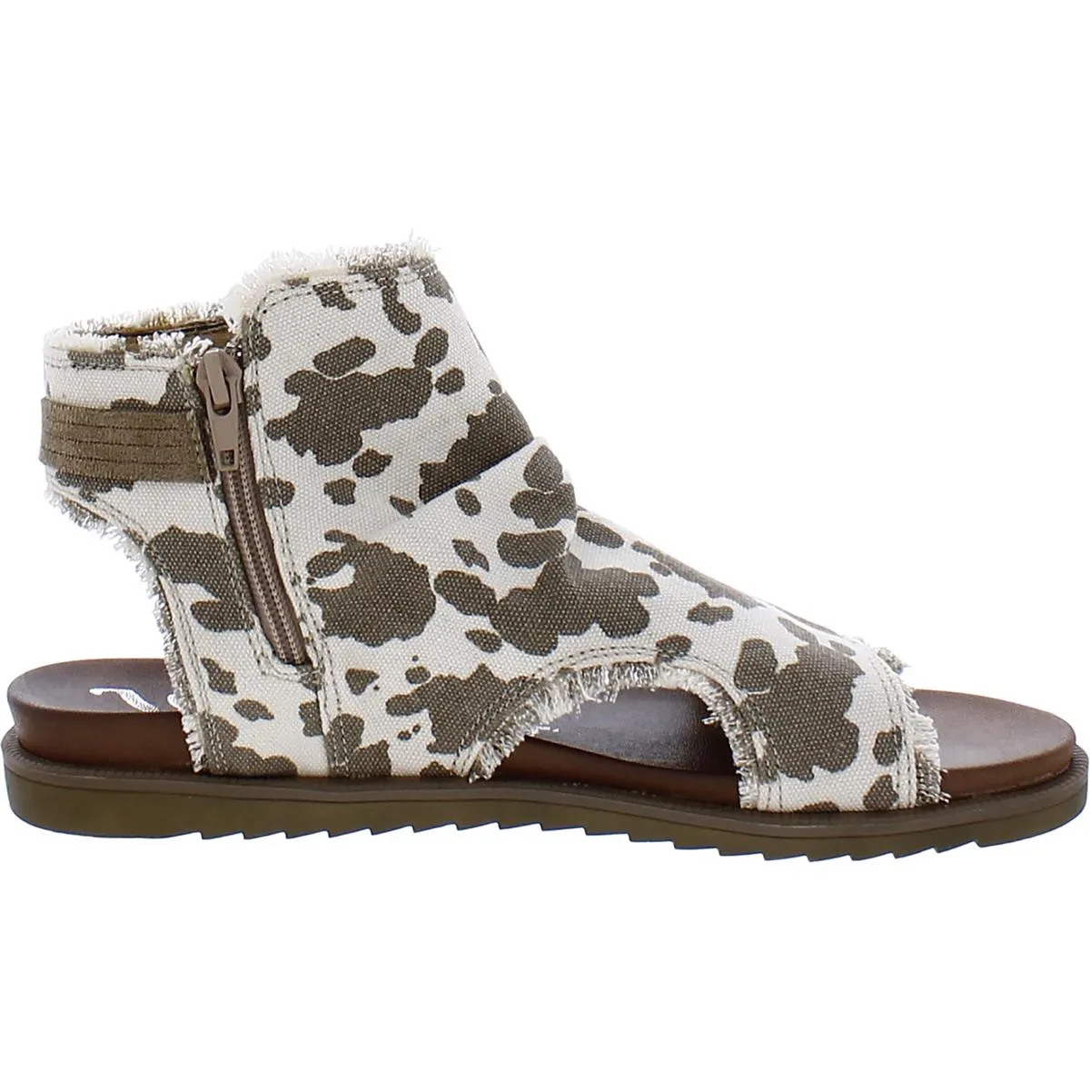 Libra Cow Womens Cow Print Peep-Toe Slingback Sandals