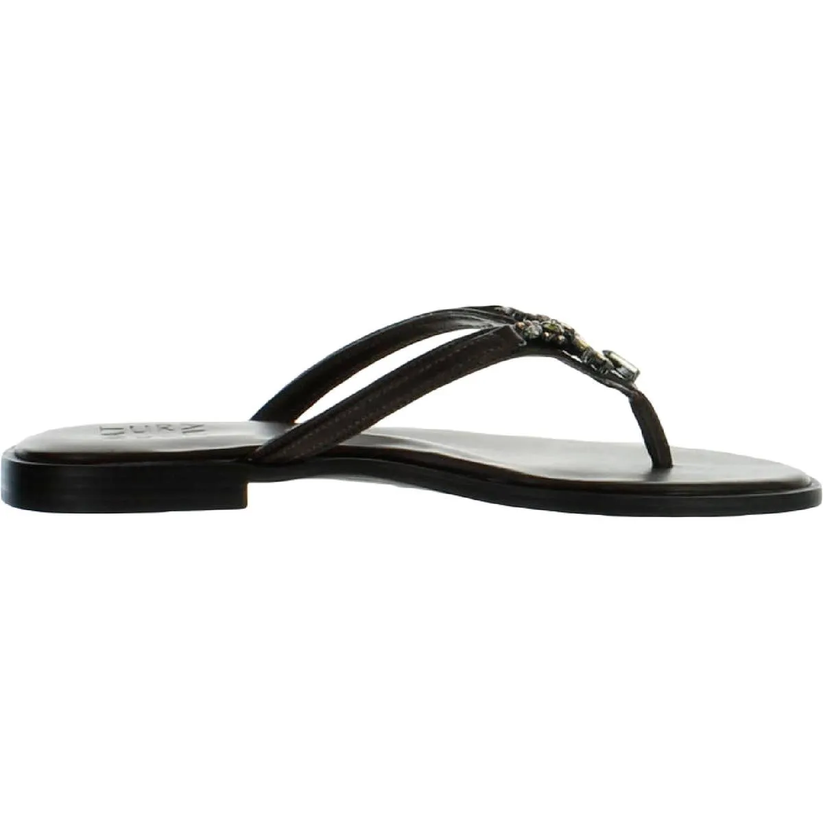 Liliana Womens Faux Leather Rhinestone Thong Sandals
