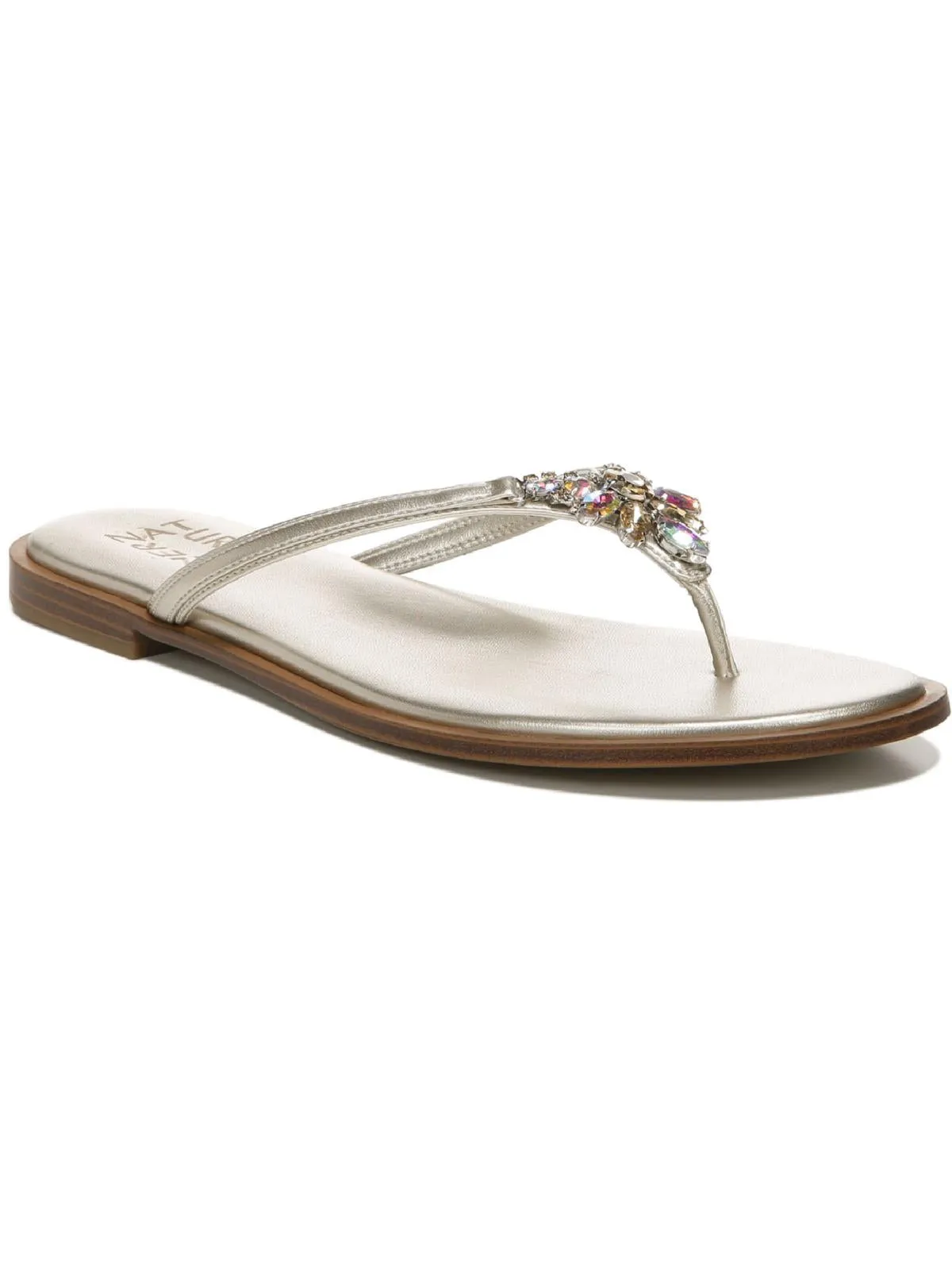 Liliana Womens Faux Leather Rhinestone Thong Sandals