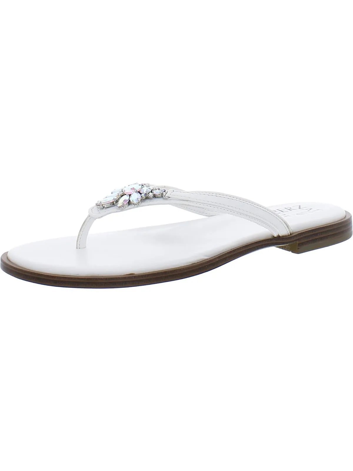 Liliana Womens Faux Leather Rhinestone Thong Sandals