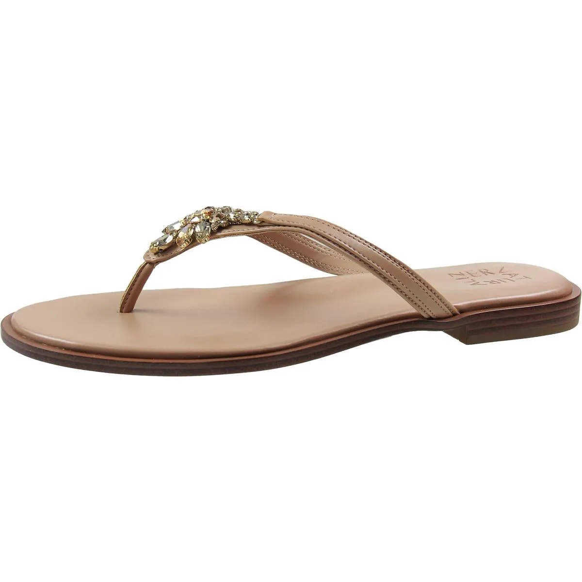 Liliana Womens Faux Leather Rhinestone Thong Sandals