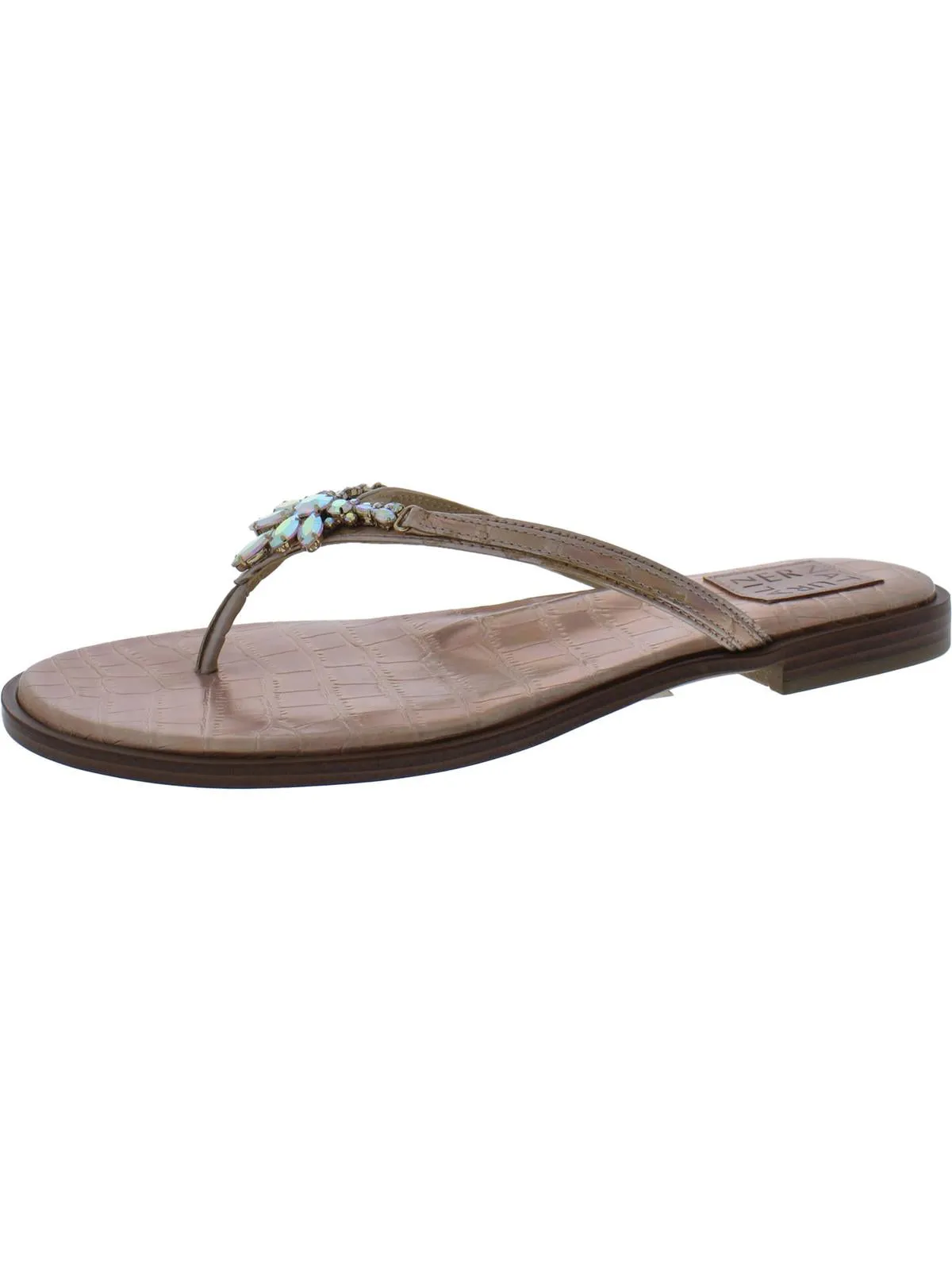 Liliana Womens Faux Leather Rhinestone Thong Sandals