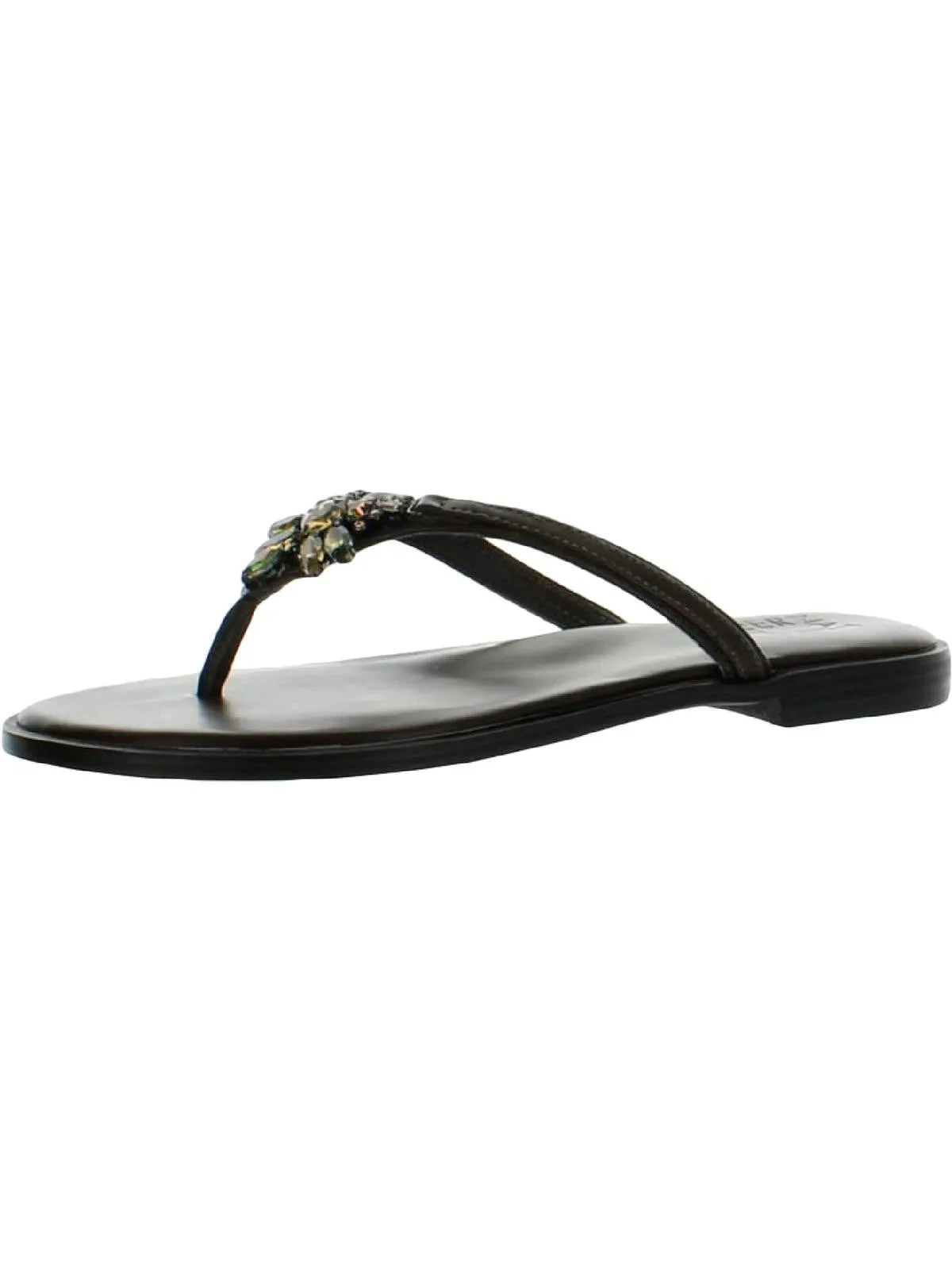 Liliana Womens Faux Leather Rhinestone Thong Sandals