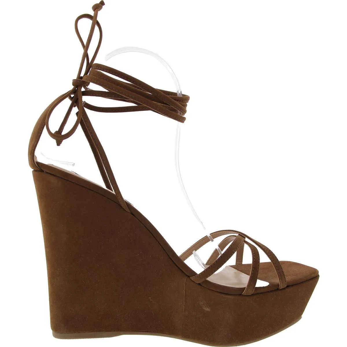 LINDA Womens Lace-Up Nubuck Wedge Sandals
