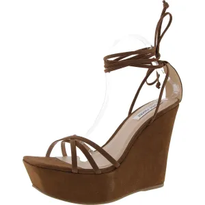 LINDA Womens Lace-Up Nubuck Wedge Sandals