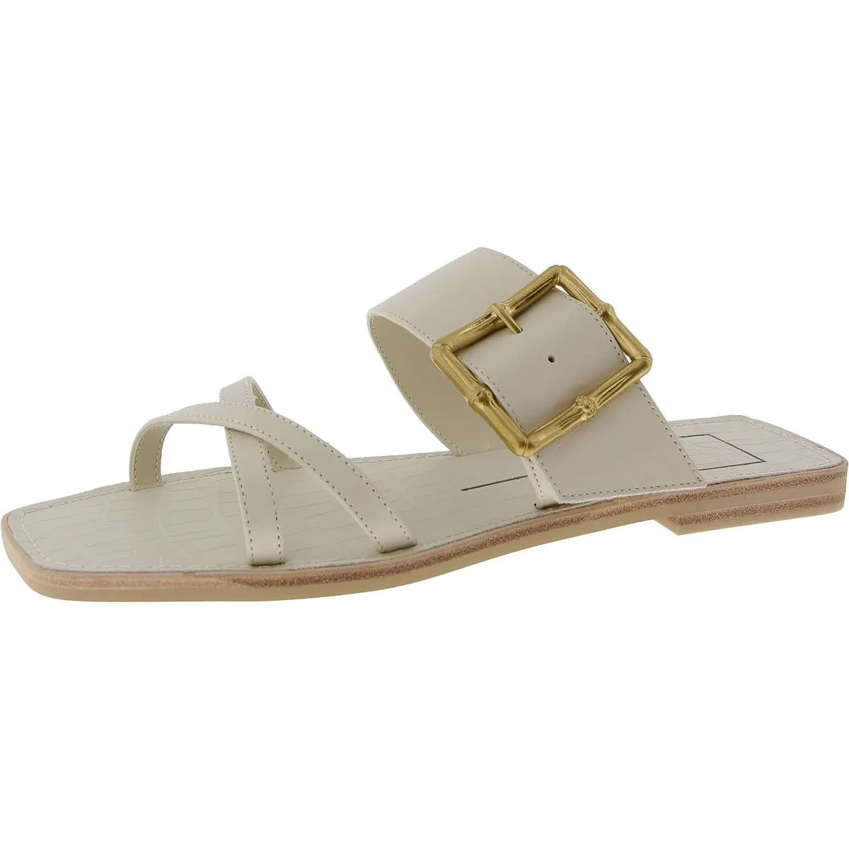 LOWYN Womens Leather Slip On Slide Sandals