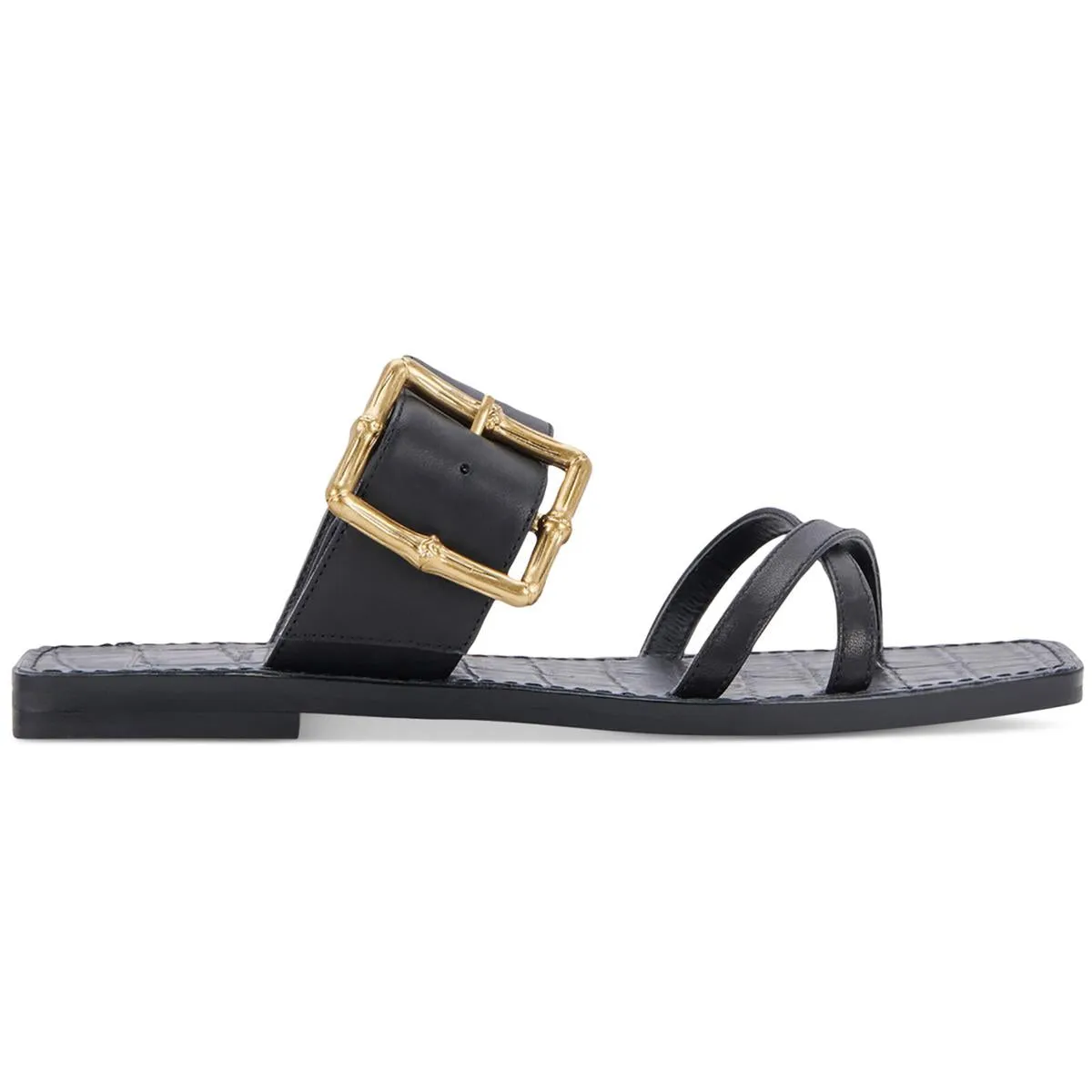 LOWYN Womens Leather Slip On Slide Sandals